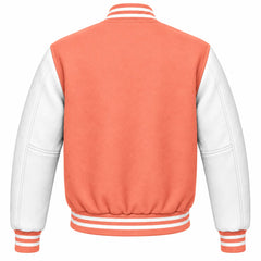 Peach and White Wool Varsity Jacket