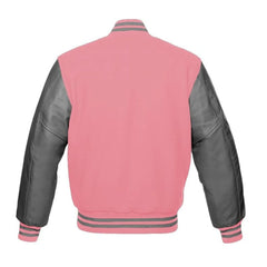 Pink and Grey Varsity Jacket Back Side