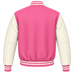 Pink and Cream Wool Varsity Jacket