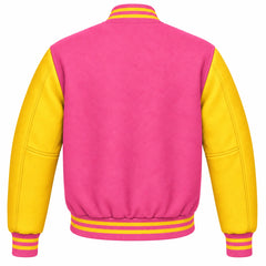 Pink and Gold Wool Varsity Jacket