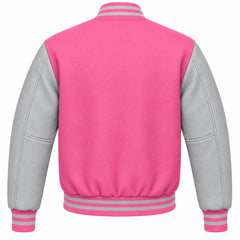 Pink and Grey Wool Varsity Jacket