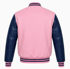 Pink and Navy Blue Letterman Jacket