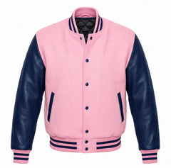 Pink and Navy Blue Letterman Jacket