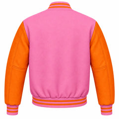 Pink and Orange Wool Varsity Jacket