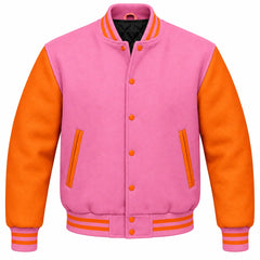 Pink and Orange Wool Varsity Jacket