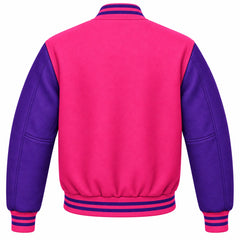 Pink and Purple Wool Letterman Jacket