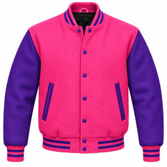 Pink and Purple Wool Letterman Jacket