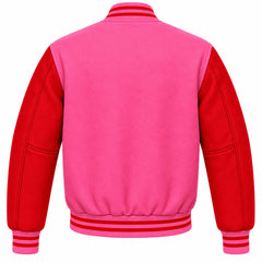 Pink and Red Wool Varsity Jacket