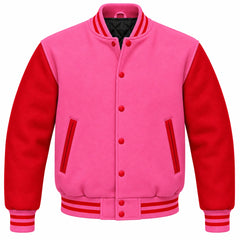 Pink and Red Wool Varsity Jacket