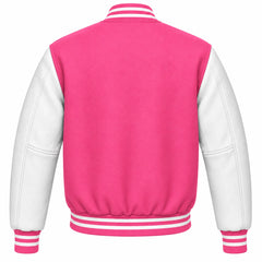 Pink and White Wool Varsity Jacket