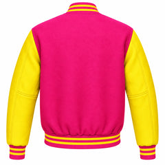 Pink and Yellow Wool Varsity Jacket