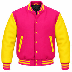 Pink and Yellow Wool Varsity Jacket