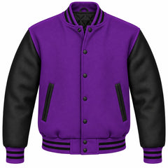 Purple and Black Wool Varsity Jacket