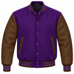 Purple and Brown Wool Varsity Jacket