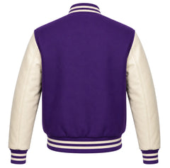 Purple and Cream Letterman Jacket