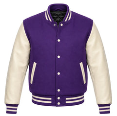 Purple and Cream Letterman Jacket