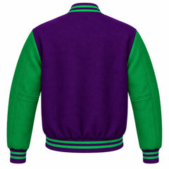 Purple and Green Wool Varsity Jacket