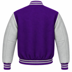 Purple and Grey Wool Letterman Jacket
