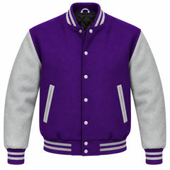 Purple and Grey Wool Letterman Jacket