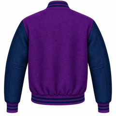 Purple and Navy Blue Wool Varsity Jacket