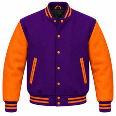 Purple and Orange Wool Varsity Jacket