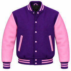 Purple and Pink Wool Varsity Jacket
