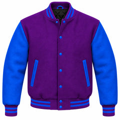 Purple and Royal Blue Wool Varsity Jacket