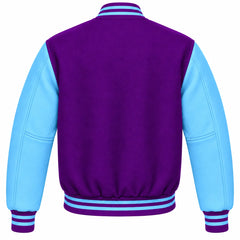 Purple and Sky Blue Wool Letterman Jacket