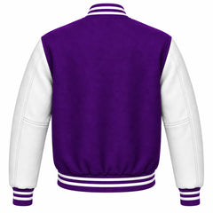 Purple and White Wool Varsity Jacket