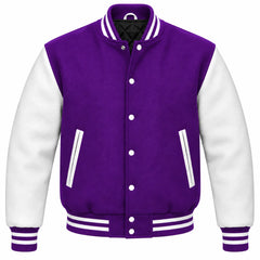 Purple and White Wool Varsity Jacket