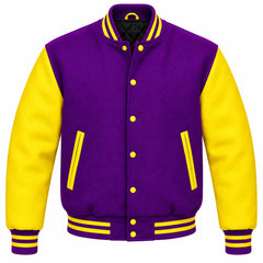 Purple and Yellow Wool Letterman Jacket