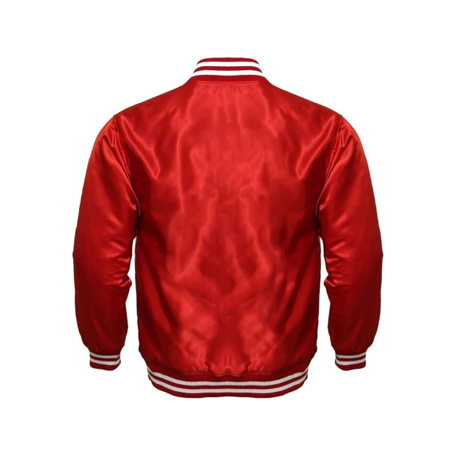 Red Satin Letterman Jacket Back Side