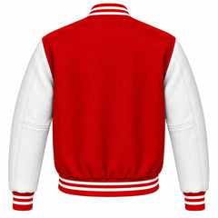 Red and White Wool Letterman Jacket
