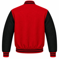 Red and Black Wool Varsity Jacket