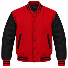 Red and Black Wool Varsity Jacket