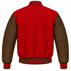 Red and Brown Wool Varsity Jacket