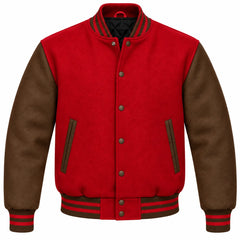 Red and Brown Wool Varsity Jacket