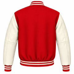 Red and Cream Wool Varsity Jacket