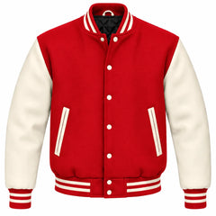 Red and Cream Wool Varsity Jacket