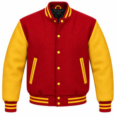 Red and Gold Wool Letterman Jacket