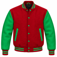 Red and Green Wool Letterman Jacket