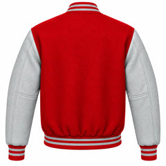 Red and Grey Wool Varsity Jacket