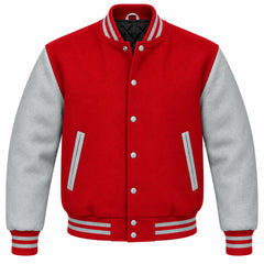 Red and Grey Wool Varsity Jacket