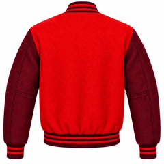 Red and Maroon Wool Letterman Jacket