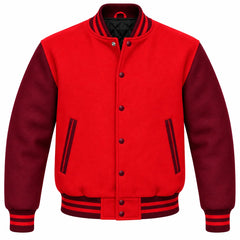 Red and Maroon Wool Letterman Jacket