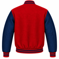 Red and Navy Blue Wool Letterman Jacket