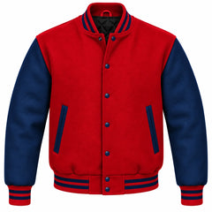 Red and Navy Blue Wool Letterman Jacket