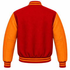 Red and Orange Wool Letterman Jacket