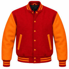 Red and Orange Wool Letterman Jacket