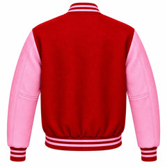 Red and Pink Wool Varsity Jacket